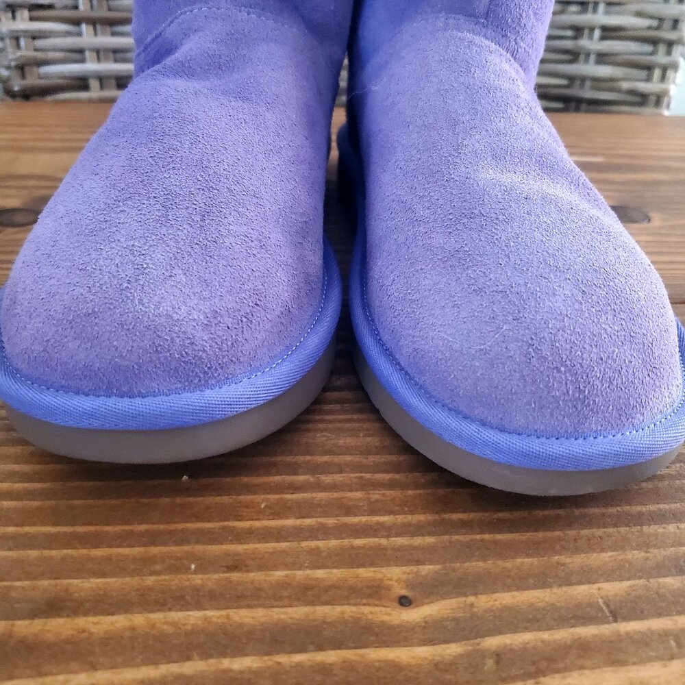 Koolaburra By UGG Purple Suede Kids Boots Glitter Stars Faux Fur Lining Size 4 - Picture 5 of 9